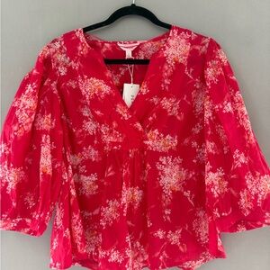 Per Una Red Floral Blouse
